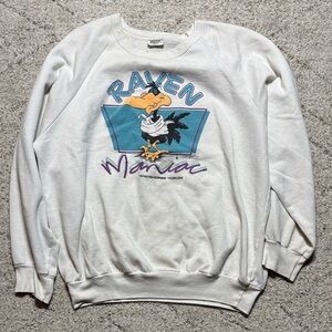 Raven Maniac Whitehorn Yukon Crewneck Sweater with Raven Graphic—Vintage XL